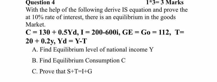 Question 4 1 3 3 Marks With The Help Of The Following Derive Is Equation And Prove The At 10 Rate Of Interest There I 1