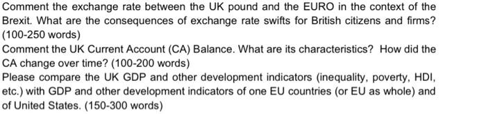 Comment The Exchange Rate Between The Uk Pound And The Euro In The Context Of The Brexit What Are The Consequences Of E 1