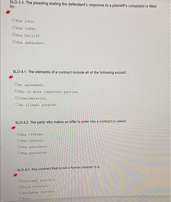 Slo 3 3 The Pleading Stating The Defendant S Response To A Plaintiff S Complaint Is Filed By Othe Jury The Judge The 1