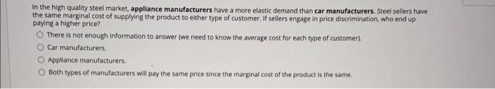 In The High Quality Steel Market Appliance Manufacturers Have A More Elastic Demand Than Car Manufacturers Steel Seller 1