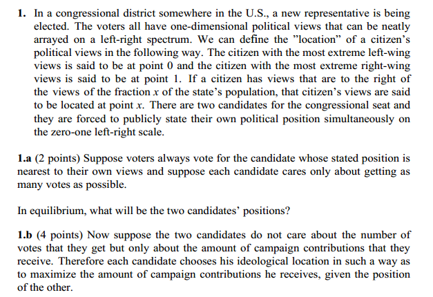 1 In A Congressional District Somewhere In The U S A New Representative Is Being Elected The Voters All Have One Dim 1