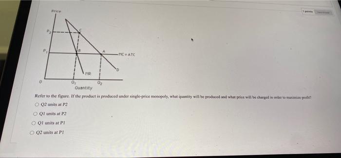 Price Hc Atc Mr 0 0 02 Ouantity Refer To The Figure Ir The Product Is Produced Under Single Price Monopoly What Quant 1