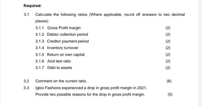 Question Three 25 The Condensed And Other Financial Information For Igloo Fashions Appear Below Statement Of Comprehe 2