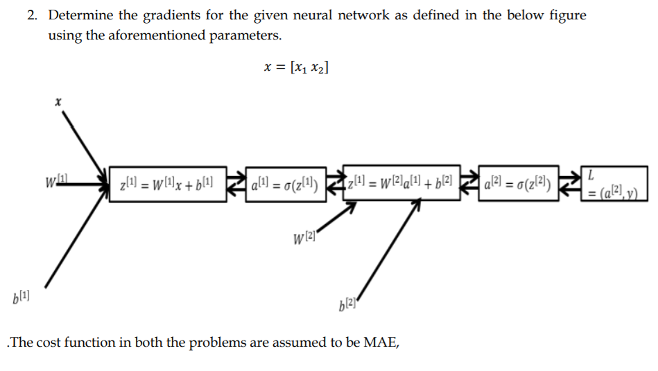 2 Determine The Gradients For The Given Neural Network As Defined In The Below Figure Using The Aforementioned Paramete 1