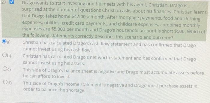 27 A Drago Wants To Start Investing And He Meets With His Agent Christian Drago Is Surprised At The Number Of Questi 1