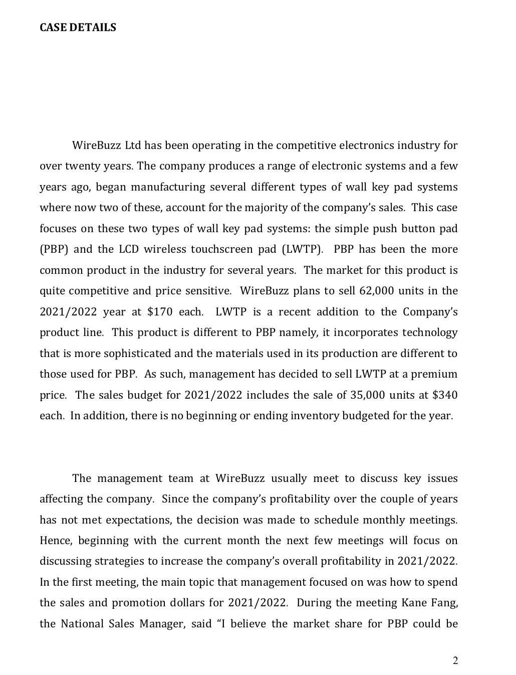 Case Details Wirebuzz Ltd Has Been Operating In The Competitive Electronics Industry For Over Twenty Years The Company 1