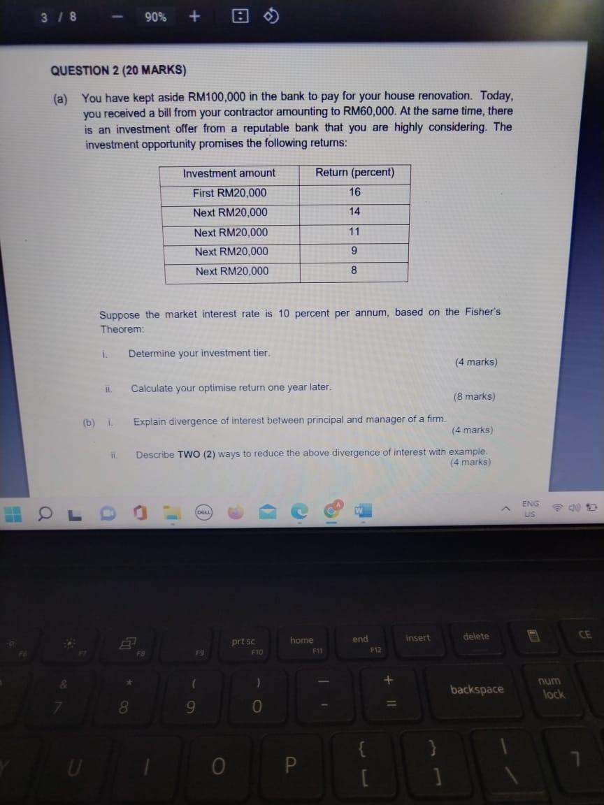 3 8 90 Question 2 20 Marks A You Have Kept Aside Rm100 000 In The Bank To Pay For Your House Renovation Today 1