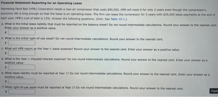 Financial Statement Reporting For An Operating Lease Harmeling Paint Ball Hpb Corporation Needs A New Air Compressor T 1