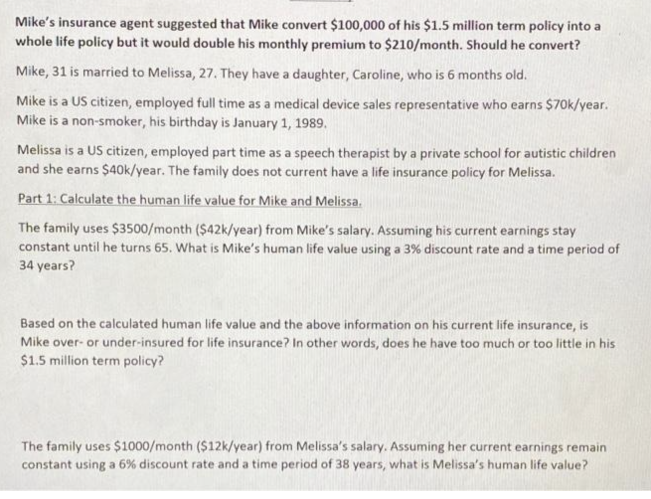 Mike S Insurance Agent Suggested That Mike Convert 100 000 Of His 1 5 Million Term Policy Into A Whole Life Policy But 1