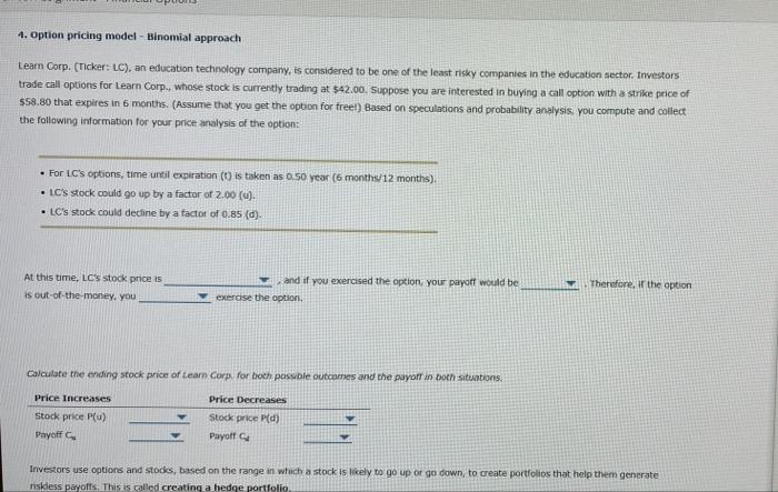 4 Option Pricing Model Lineal Approach La Cor Ticker Antion Technology Company Is Considered To Be One Of The Last Y C 5