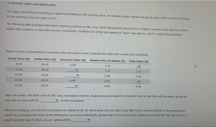 2 Exercise Value And Option Price The Value Derived From Exercising An Option Immediately Is The Exercise Value Notiona 1