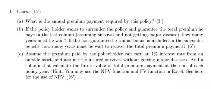 1 Life Insurance 50 The Following Table Present The Cash Flow Arrangement Of A Life Insurance Including Critical Ill 3
