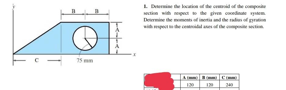 Bb 1 Determine The Location Of The Centroid Of The Composite Section With Respect To The Given Coordinate System Deter 1