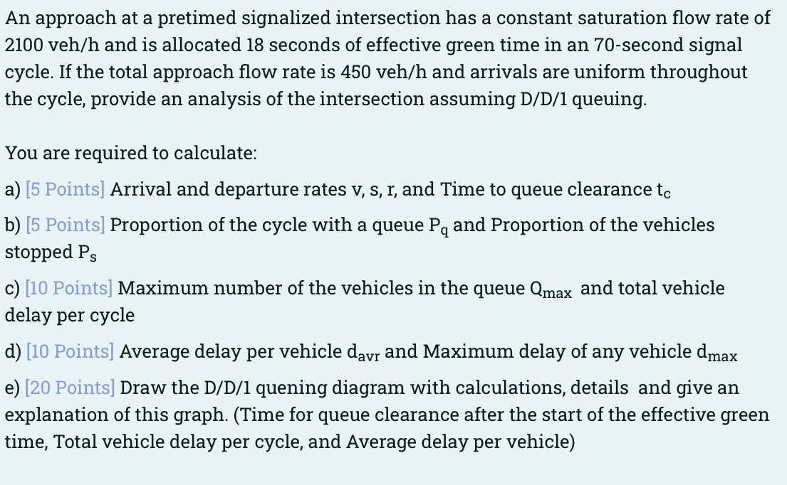 A An Approach At A Pretimed Signalized Intersection Has A Constant Saturation Flow Rate Of 2100 Veh H And Is Allocated 1 1