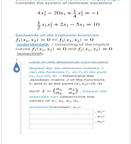 Consider The System Of Nonlinear Equations 4x 20xi 3x3 1 2x1 5x2 10 Bestaande Uit Die Implisiete Krommes 1