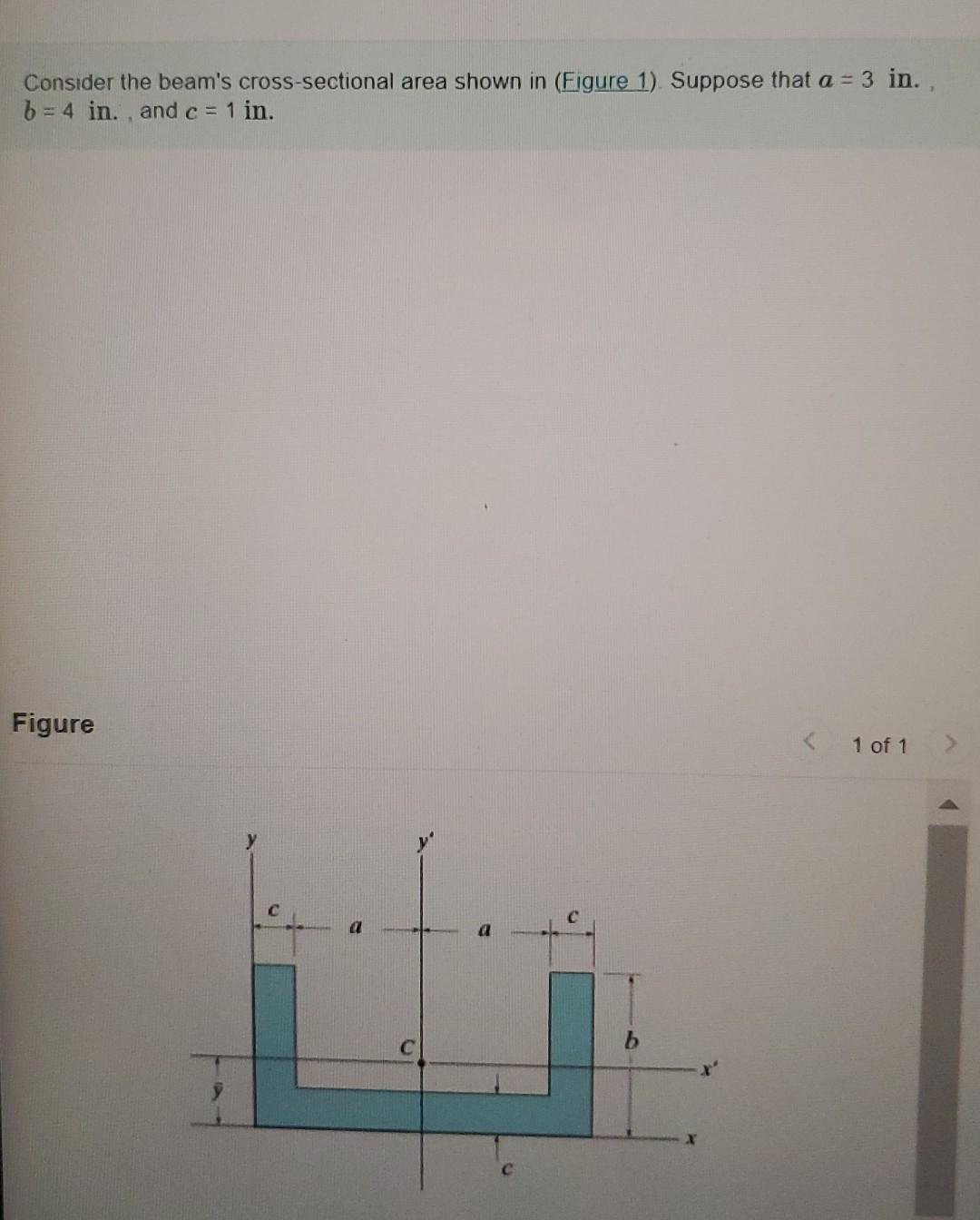 Consider The Beam S Cross Sectional Area Shown In Figure 1 Suppose That A 3 In B 4 In And C 1 In Figure 1 1