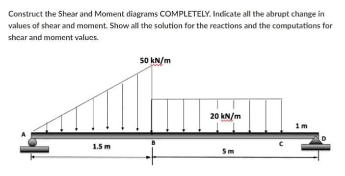 Construct The Shear And Moment Diagrams Completely Indicate All The Abrupt Change In Values Of Shear And Moment Show A 1