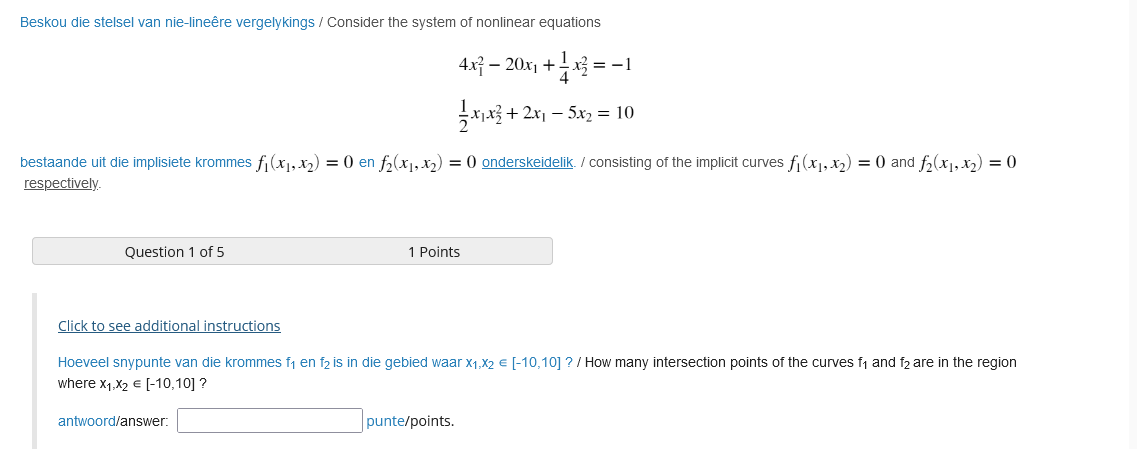 Beskou Die Stelsel Van Nie Lineere Vergelykings Consider The System Of Nonlinear Equations 4x 20x1 4 X3 1 2x1x 1
