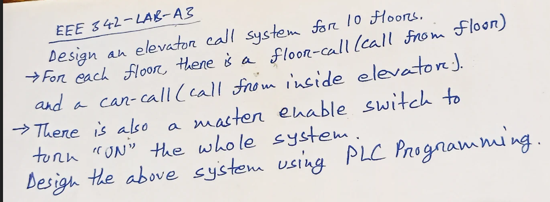 Design For Each Floor Thene Is A Floor Call Call From Floor Eee 342 Labas An Elevator Call System For 10 Hoors And A 1