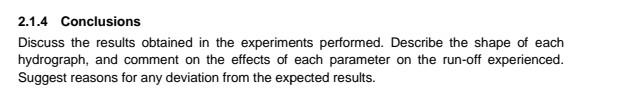2 1 4 Conclusions Discuss The Results Obtained In The Experiments Performed Describe The Shape Of Each Hydrograph And 1