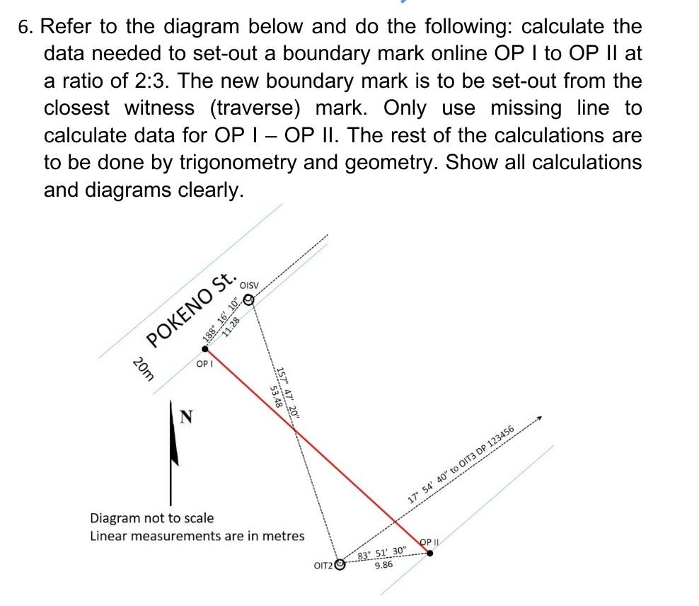 6 Refer To The Diagram Below And Do The Following Calculate The Data Needed To Set Out A Boundary Mark Online Op To 1