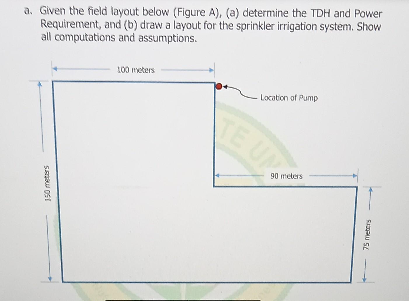 A Given The Field Layout Below Figure A A Determine The Tdh And Power Requirement And B Draw A Layout For The S 1