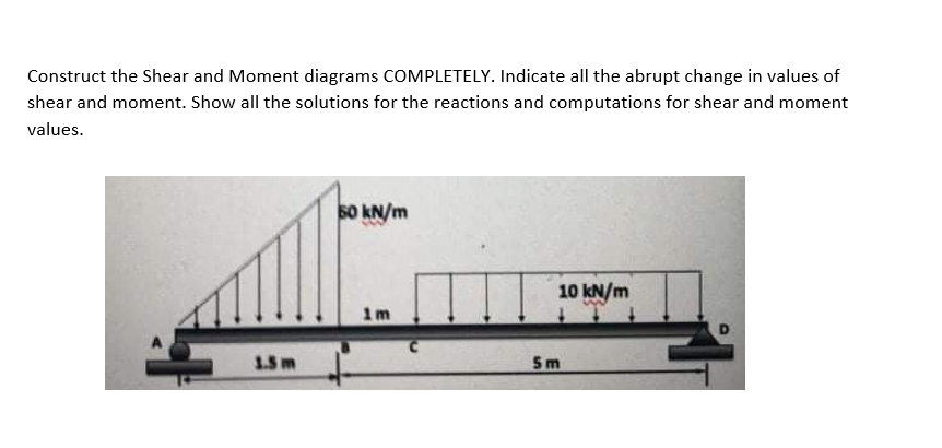 Construct The Shear And Moment Diagrams Completely Indicate All The Abrupt Change In Values Of Shear And Moment Show A 1