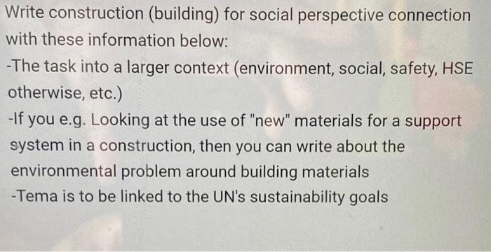 Write Construction Building For Social Perspective Connection With These Information Below The Task Into A Larger Co 1