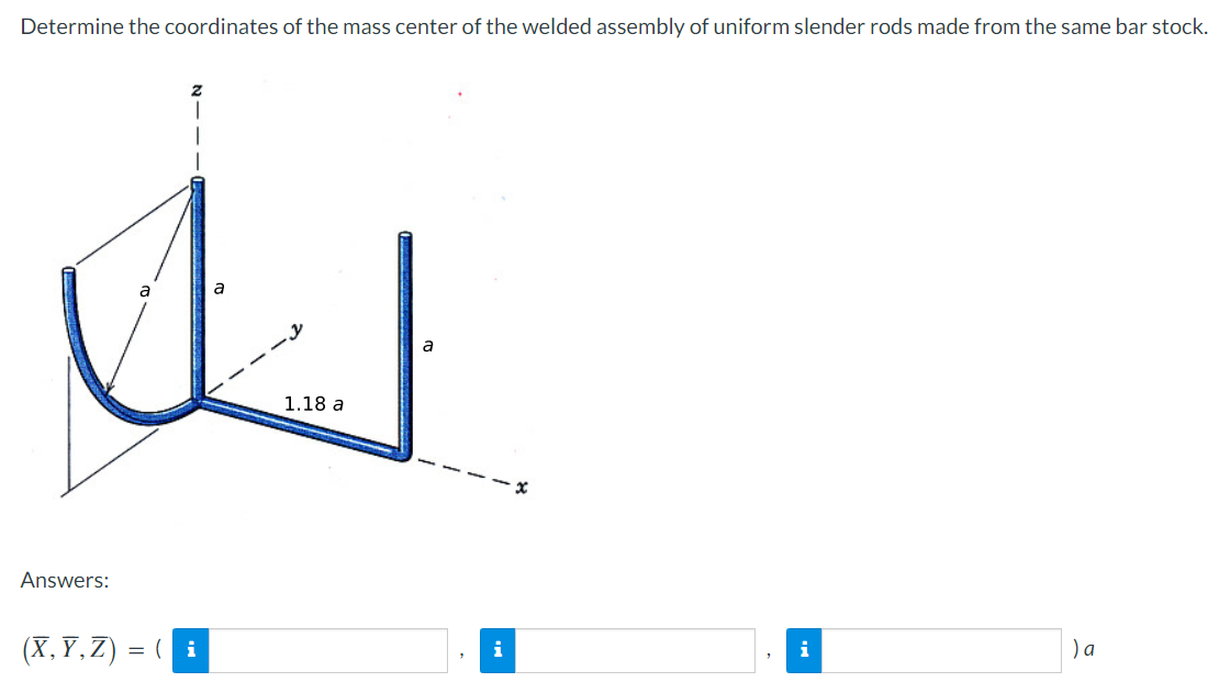 Determine The Coordinates Of The Mass Center Of The Welded Assembly Of Uniform Slender Rods Made From The Same Bar Stock 1