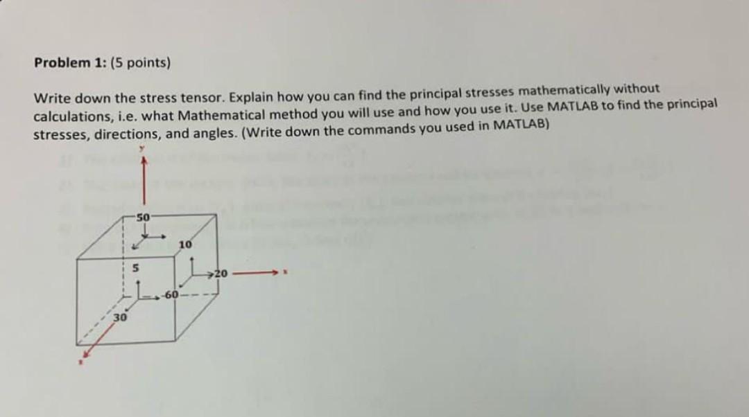 Problem 1 5 Points Write Down The Stress Tensor Explain How You Can Find The Principal Stresses Mathematically Witho 1