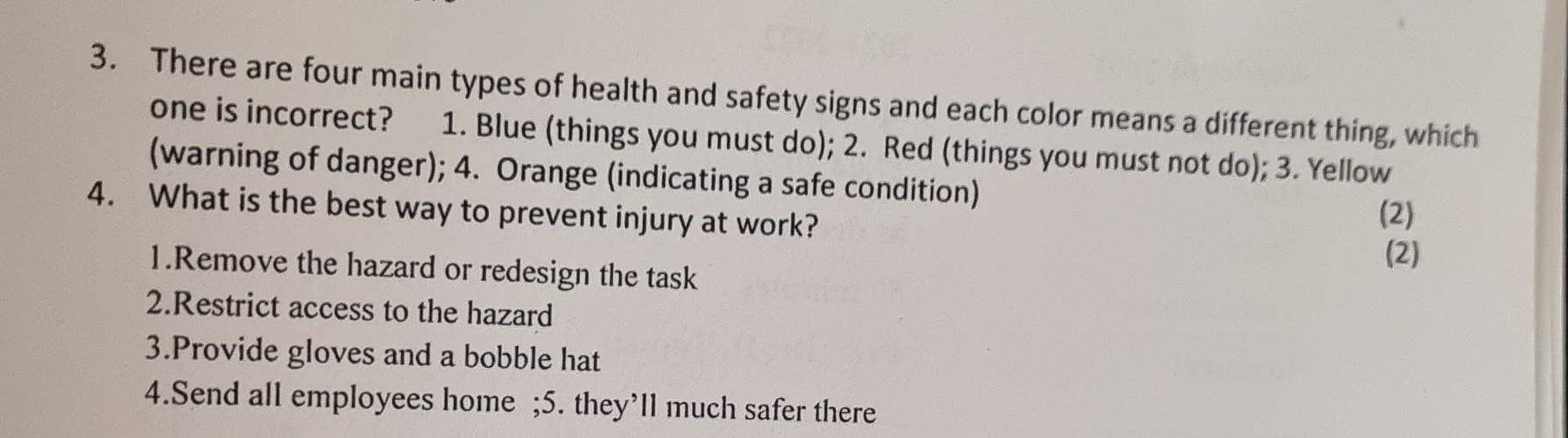3 There Are Four Main Types Of Health And Safety Signs And Each Color Means A Different Thing Which One Is Incorrect 1