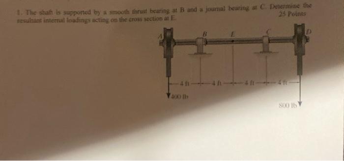 1 The Shaft Is Supported By A Smooth Thrust Bearing At B And A Journal Bearing C Deemine The Resulted Internal Loading 1