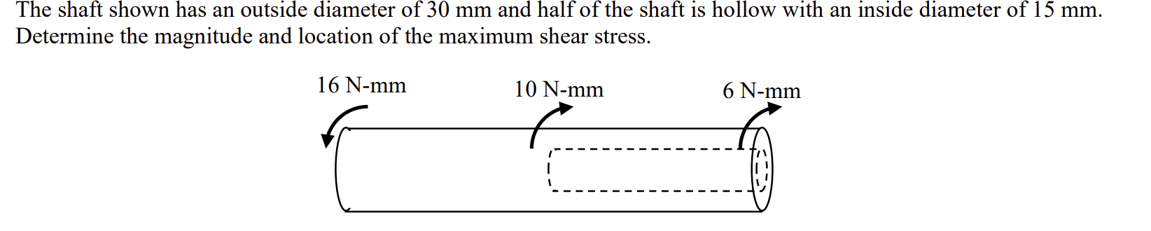 The Shaft Shown Has An Outside Diameter Of 30 Mm And Half Of The Shaft Is Hollow With An Inside Diameter Of 15 Mm Deter 1