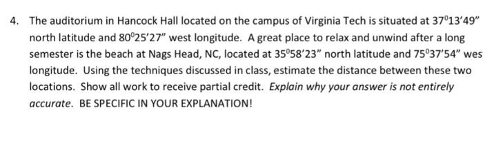 4 The Auditorium In Hancock Hall Located On The Campus Of Virginia Tech Is Situated At 37 13 49 North Latitude And 80 1