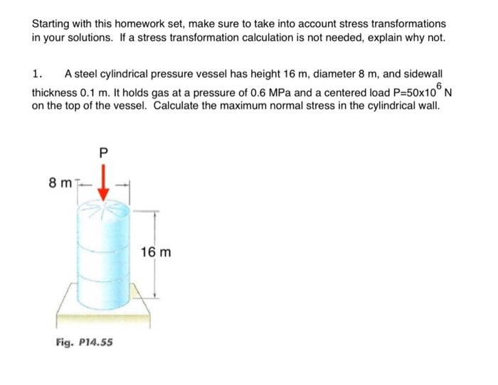 Starting With This Homework Set Make Sure To Take Into Account Stress Transformations In Your Solutions If A Stress Tr 1