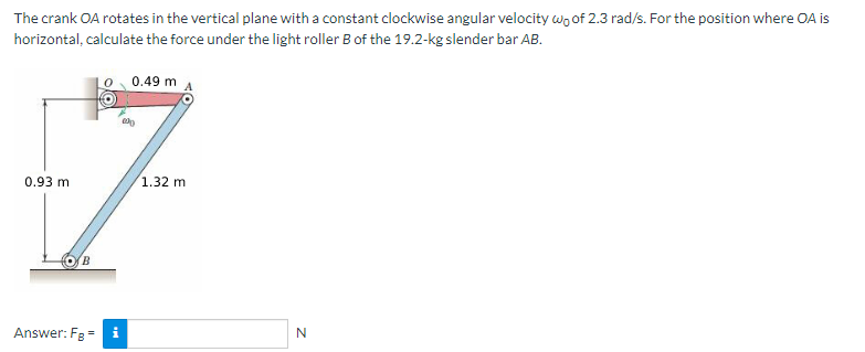 The Crank Oa Rotates In The Vertical Plane With A Constant Clockwise Angular Velocity Wo Of 2 3 Rad S For The Position 1