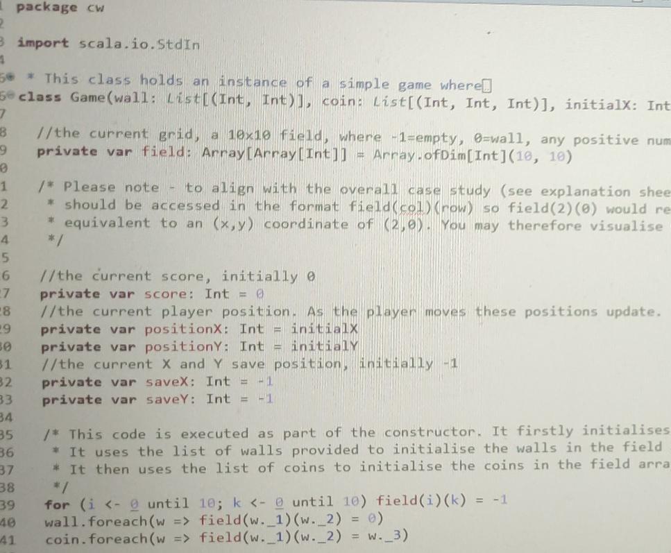 You Have Been Given A Class Game Which Consists Of A Field Of Size 10x10 I Have Been Trying To Start This As Practice 3