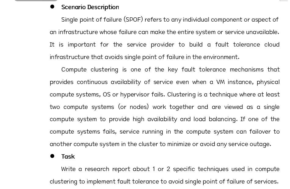 Scenario Description Single Point Of Failure Spof Refers To Any Individual Component Or Aspect Of An Infrastructure Wh 1