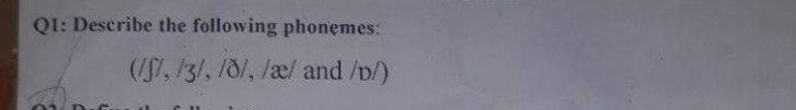 Qi Describe The Following Phonemes 1 3 707 Ae And P 1