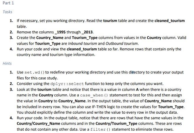 R Studio Need Help With 3 In Creating The Tourism Type Colum 1