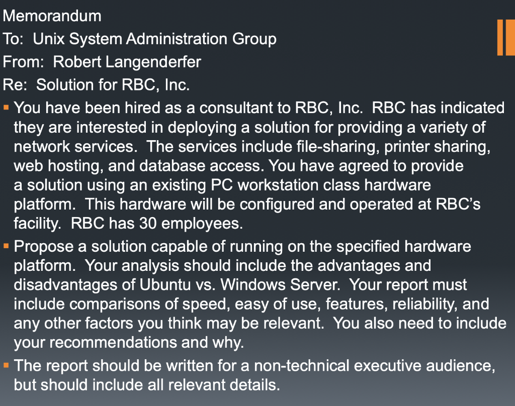 Ii Memorandum To Unix System Administration Group From Robert Langenderfer Re Solution For Rbc Inc You Have Been 1