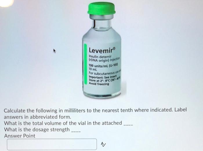 Levemir Insulin Detemir Odna Origin Injection 100 Units Ml U 100 For Subcutaneous Use Important See Insert 10 Ml St 1