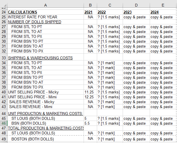 Answer The E G C8 B2 Refer To Table 1 Write The Excel Formula For Each Cell Marked With In Column C Such T 2