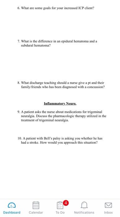 6 What Are Some Goals For Your Increased Icp Client 7 What Is The Difference In An Epidural Hematoma And A Subdural H 1