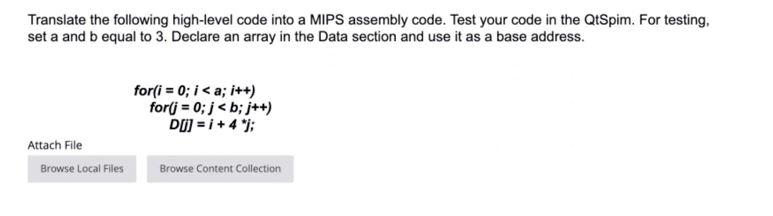 A Translate The Following High Level Code Into A Mips Assembly Code Test Your Code In The Qtspim For Testing Set A An 1
