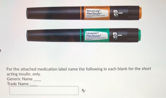 Novolog Flextouch 0 Levemir Flex Touch For The Attached Medication Label Name The Following In Each Blank For The Shor 1