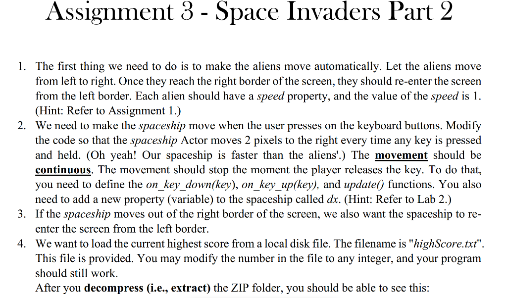Assignment 3 Space Invaders Part 2 1 The First Thing We Need To Do Is To Make The Aliens Move Automatically Let The 1