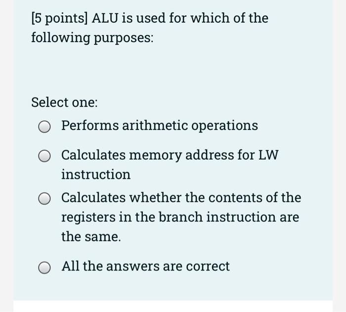5 Points Given The Below Duration Of Time Each Instruction Takes In The Datapath What Is The Clock Rate Lw 1000 Ps 2