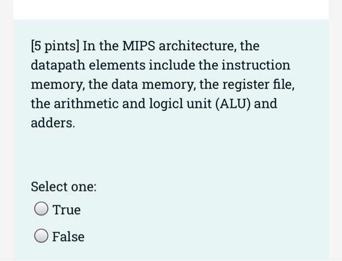 5 Points Given The Below Duration Of Time Each Instruction Takes In The Datapath What Is The Clock Rate Lw 1000 Ps 4