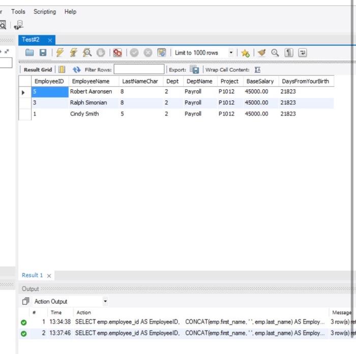 Use The Ex Database Employee Id From The Employees Table Employee First Name And Employee Contact Last Name From The Emp 2